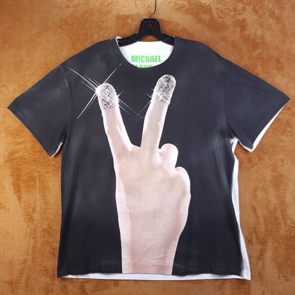 JW ANDERSON X MICHAEL CLARK Mens Shirt Medium Black Pullover Crew Peace Tee $325